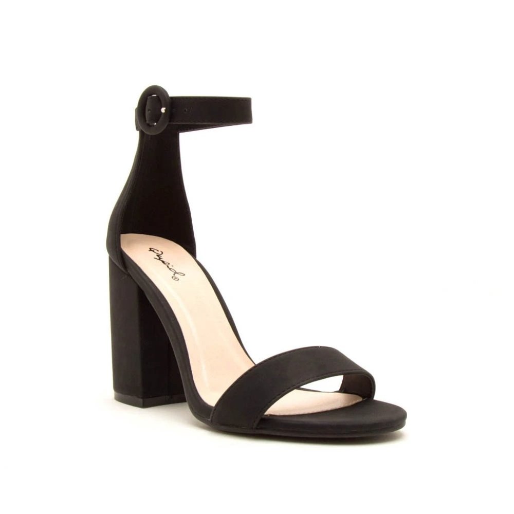 Qupid Ankle Strap Black Heels